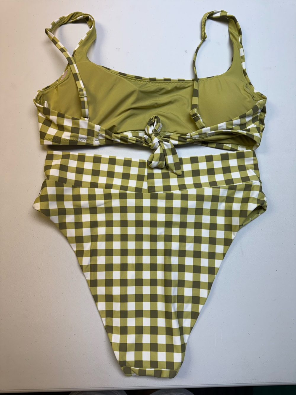 aerie Olive & White Gingham Bikini Set - Picture 2 of 6